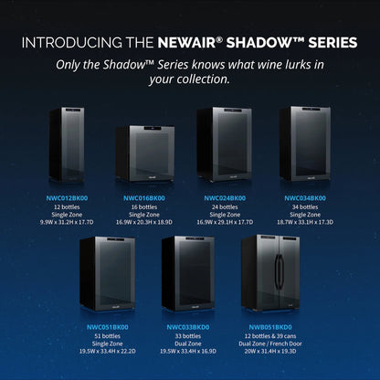 Newair Shadow Series Wine Cooler Refrigerator 24 Bottle, Freestanding Mirrored Wine Fridge with Double-Layer Tempered Glass Door & Compressor Cooling for Reds, Whites, and Sparkling Wine