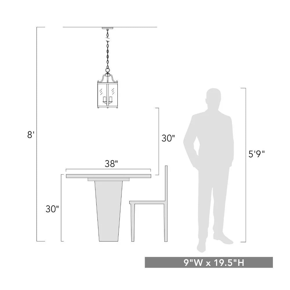 Payton 3-Light Pendant in Rubbed Bronze and Clear Glass