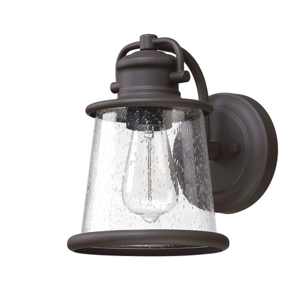 Dark Bronze Outdoor Light Fixture Wall Mount for Porch, House, Doorway, Hallway, Exterior with Seeded Glass Shade
