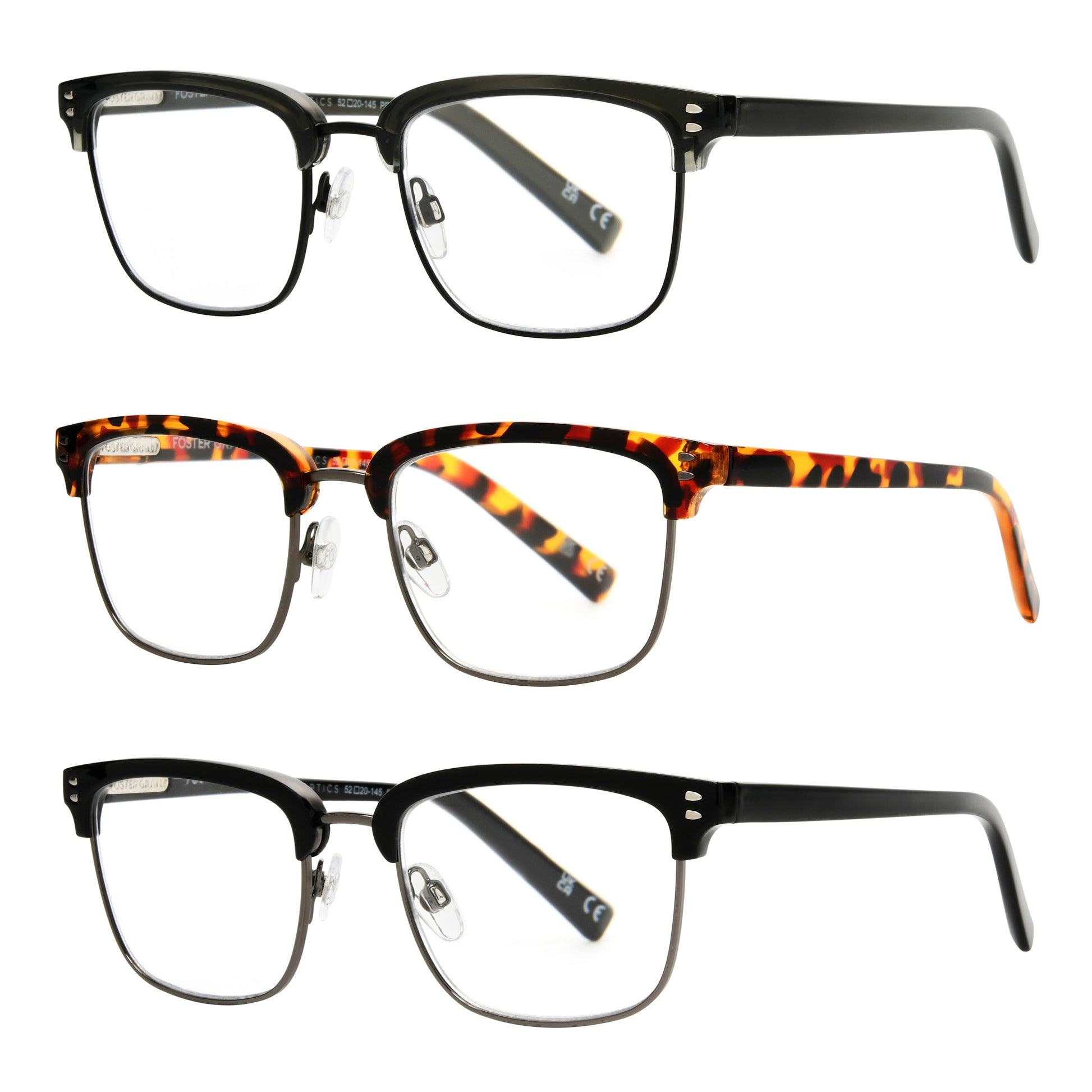 Design Optics by Foster Grant #814 Modern Club Reading Glasses, 3-pack