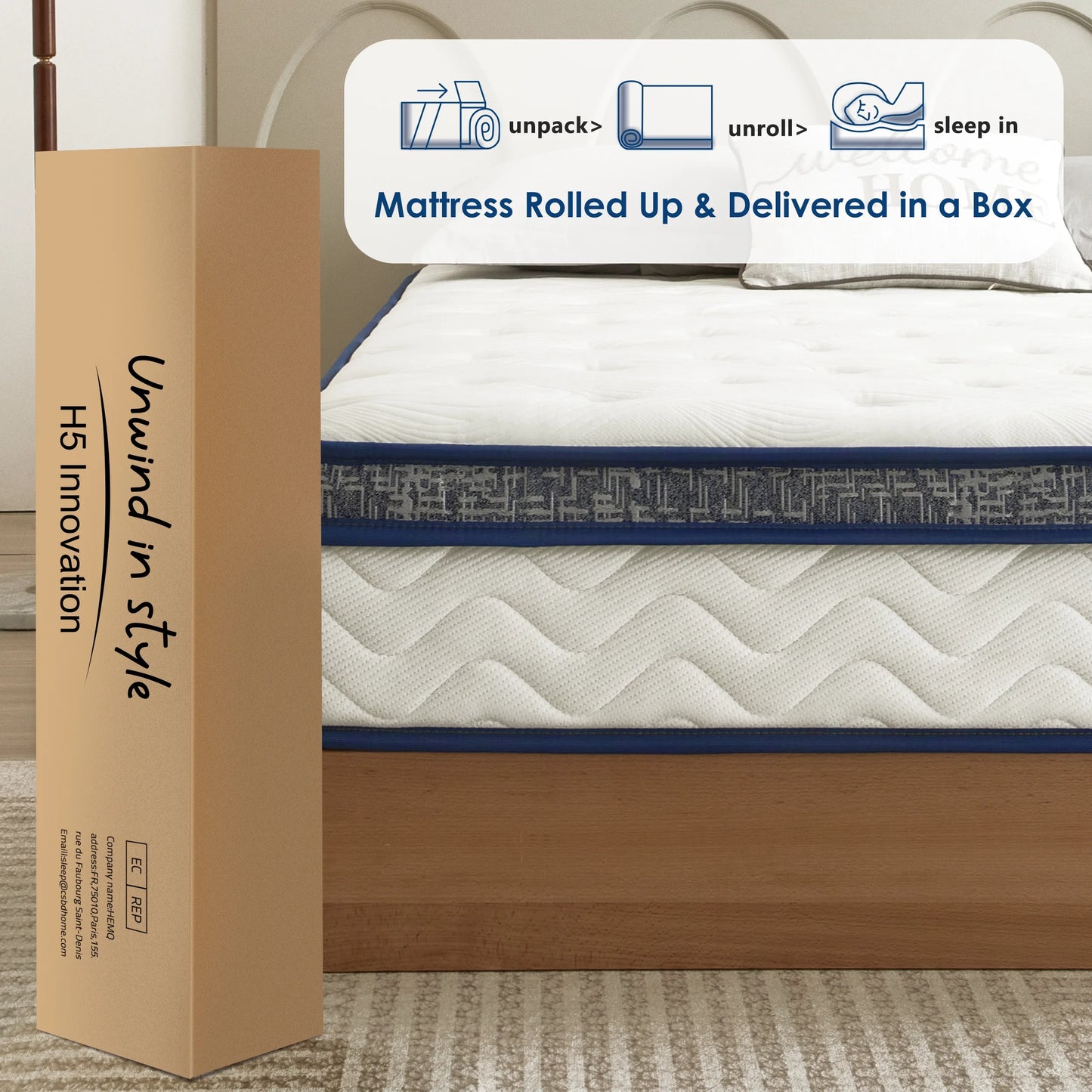 SogesPower Twin Size 10 Inch Hypoallergenic Hybrid Mattress, Breathable Medium Firm Mattress, Fiberglass Free Cooling Mattress, Individual Pocket Spring Mattress, Mattress in A Box, CertiPUR-US