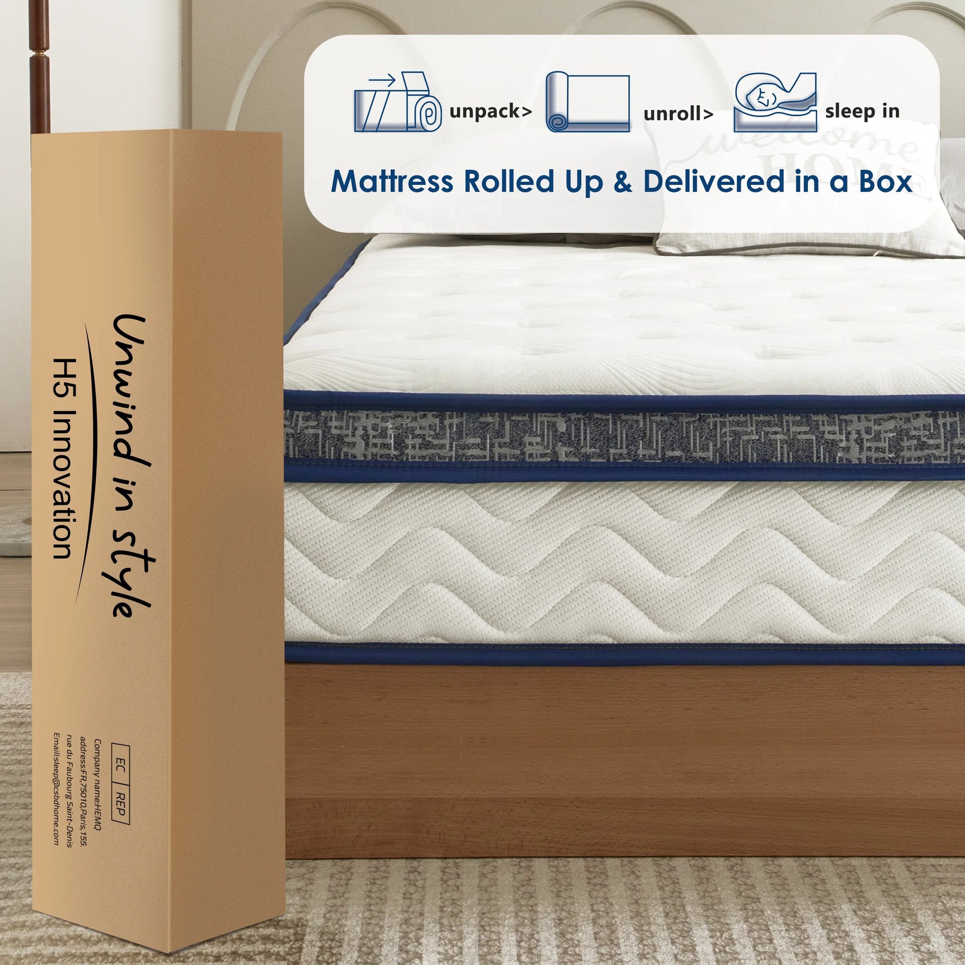SogesPower Twin Size 10 Inch Hypoallergenic Hybrid Mattress, Breathable Medium Firm Mattress, Fiberglass Free Cooling Mattress, Individual Pocket Spring Mattress, Mattress in A Box, CertiPUR-US