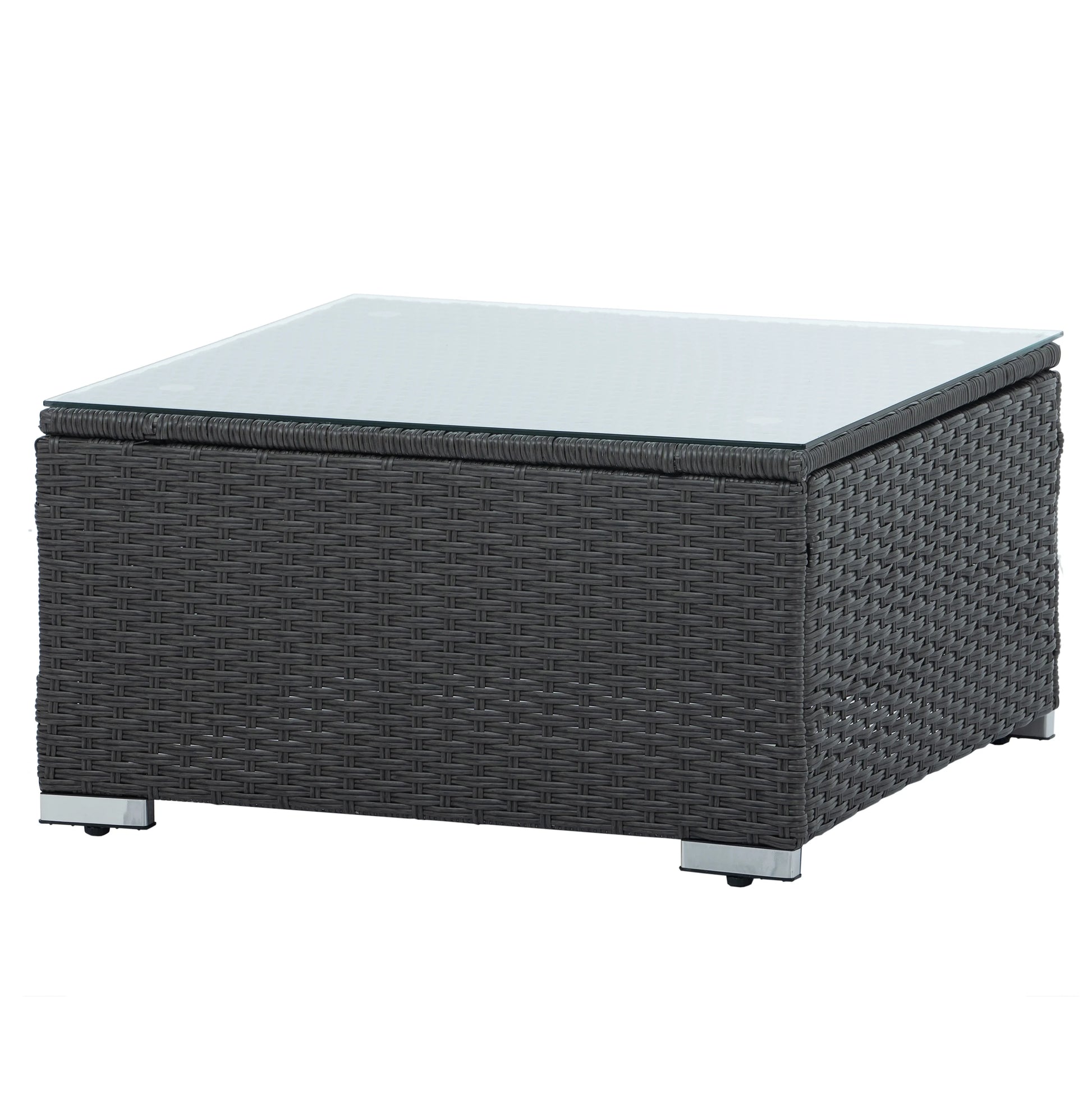 7 Pieces Outdoor Patio Furniture Set, Outdoor Sectional Rattan Sofa, PE Manual Weaving Wicker Patio Conversation Set with Cushion, Glass Table, Pillow, Dark Gray