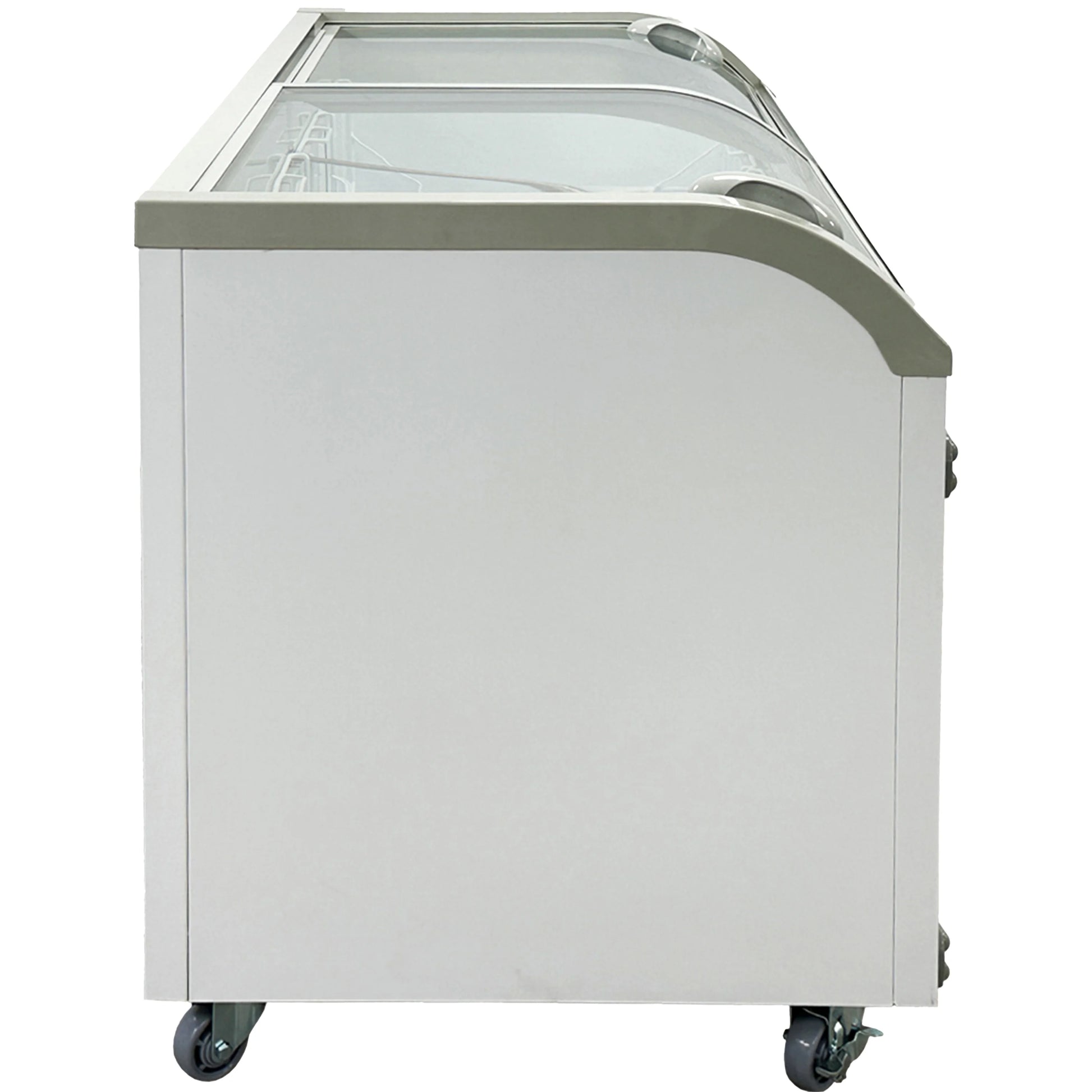 12 Cu.Ft. 56 in. Chest Freezer, Glass Sliding Door Freezer, NSF Certified, White Showcase Freezer Curved Display