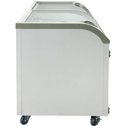 12 Cu.Ft. 56 in. Chest Freezer, Glass Sliding Door Freezer, NSF Certified, White Showcase Freezer Curved Display