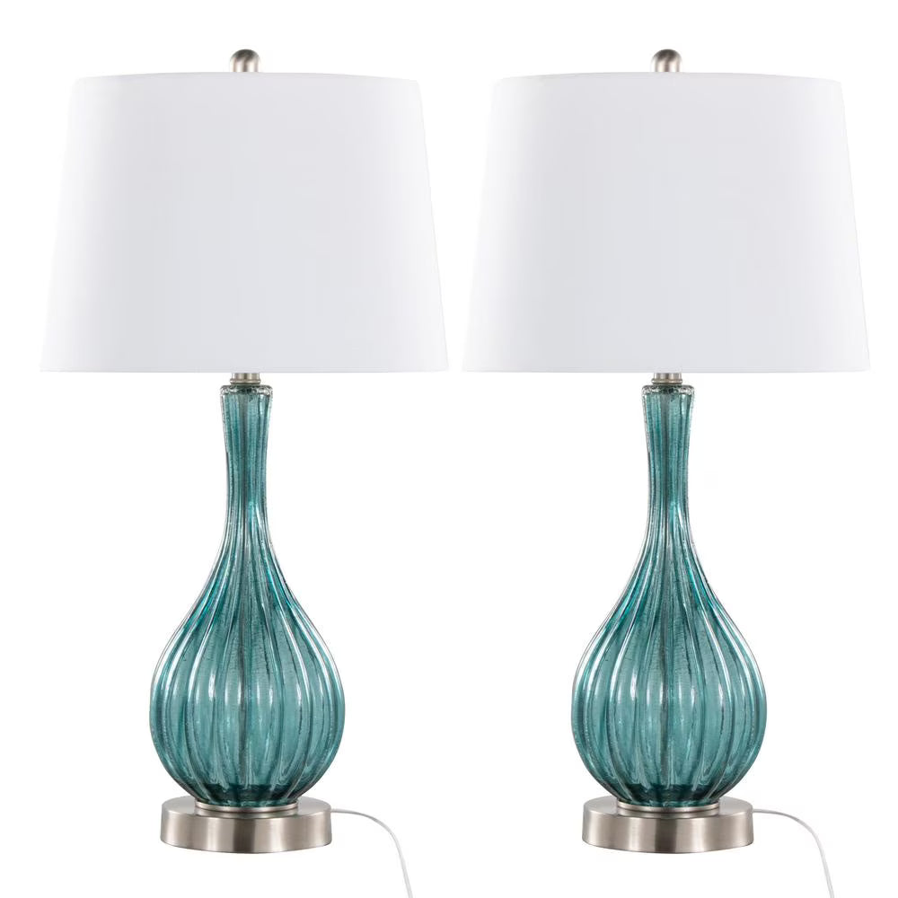 LumiSource Clear Jenny 27" Glass Table Lamp - Set of 2