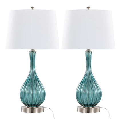 LumiSource Clear Jenny 27" Glass Table Lamp - Set of 2
