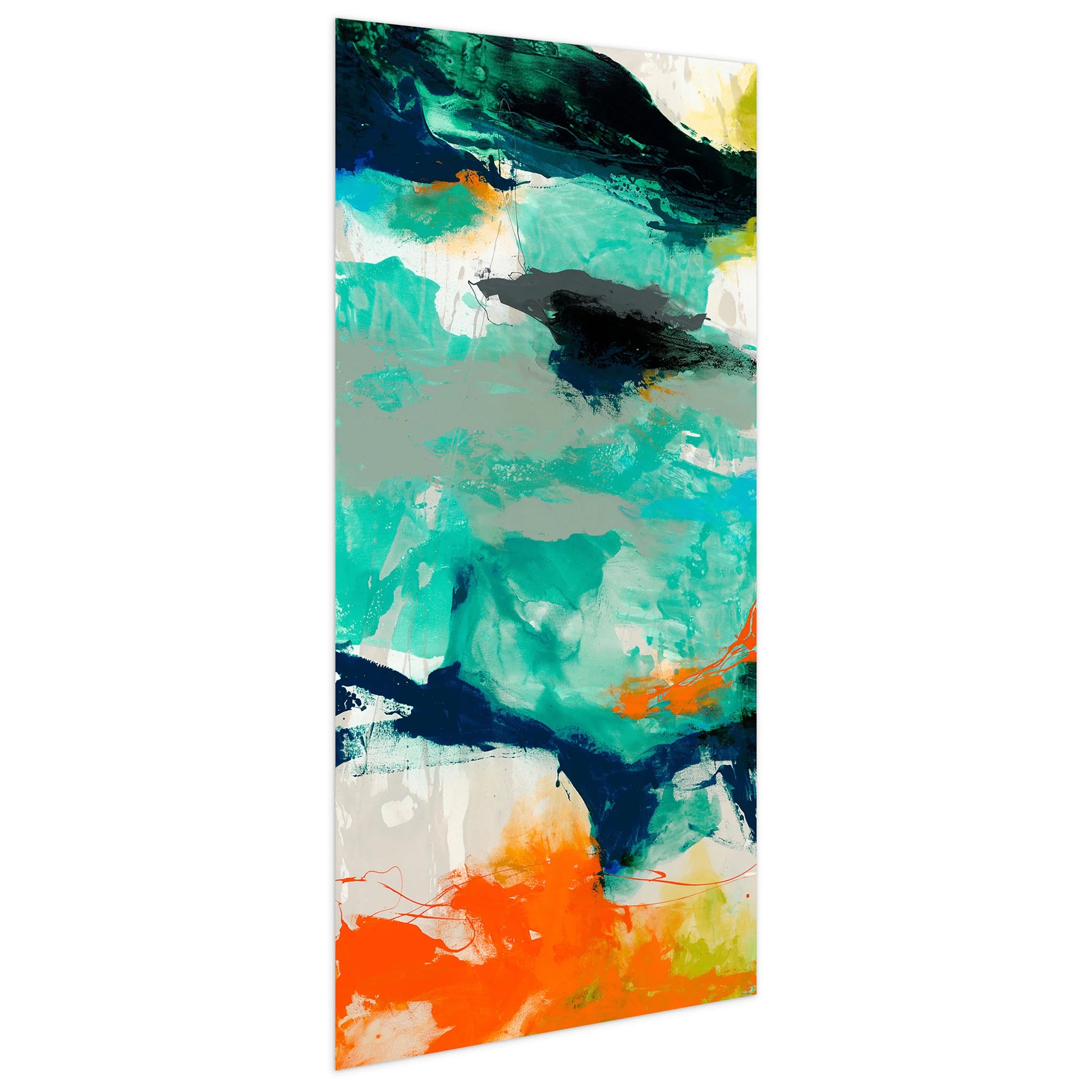 Empire Art Direct Tidal Abstract 2 Frameless Free Floating Tempered Glass Panel Graphic Wall Art, 24" x 48" x 0.2", Ready to Hang