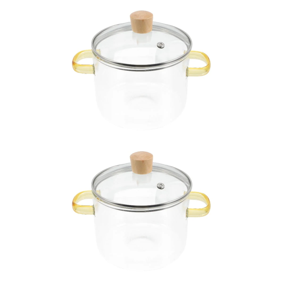 Homemaxs 2pcs Clear Glass Stockpot with Lid and Double Ear Noodle Cooking Pot Ramen Pot Glass Cookware