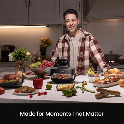 Kismile 5-in-1 Portable Glass Multifunctional Air Fryer with 360° Visualization, 2 Sizes 2.6QT/4.7QT with Lids, 1500W, Refrigerator& Dishwasher Safe
