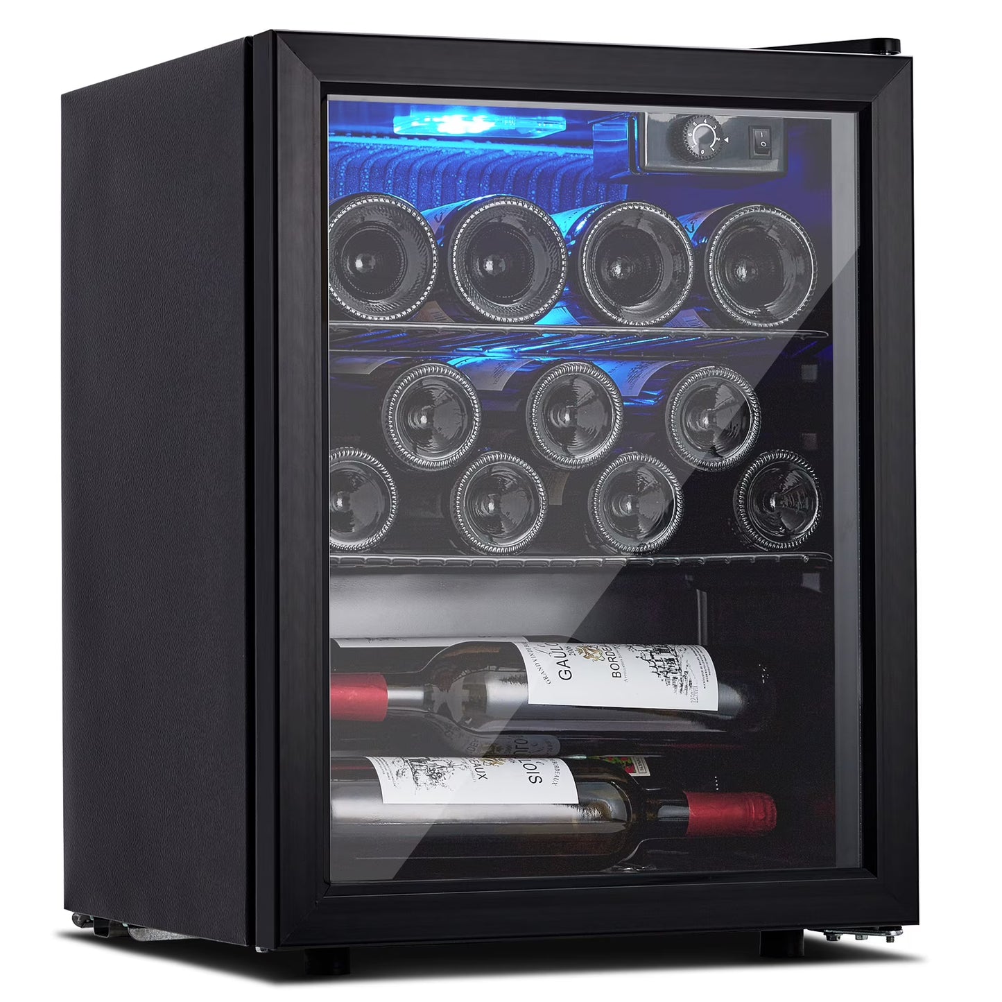 Wine Cooler,Beverage Refrigerator Cooler,Freestanding Wine Cooler Refrigerator with Triple Pane Clear Glass Door,Mini Fridge Countertop Drink Cooler for Home Office,Temperature Adjustment Range 40~61°