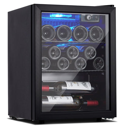 Wine Cooler,Beverage Refrigerator Cooler,Freestanding Wine Cooler Refrigerator with Triple Pane Clear Glass Door,Mini Fridge Countertop Drink Cooler for Home Office,Temperature Adjustment Range 40~61°