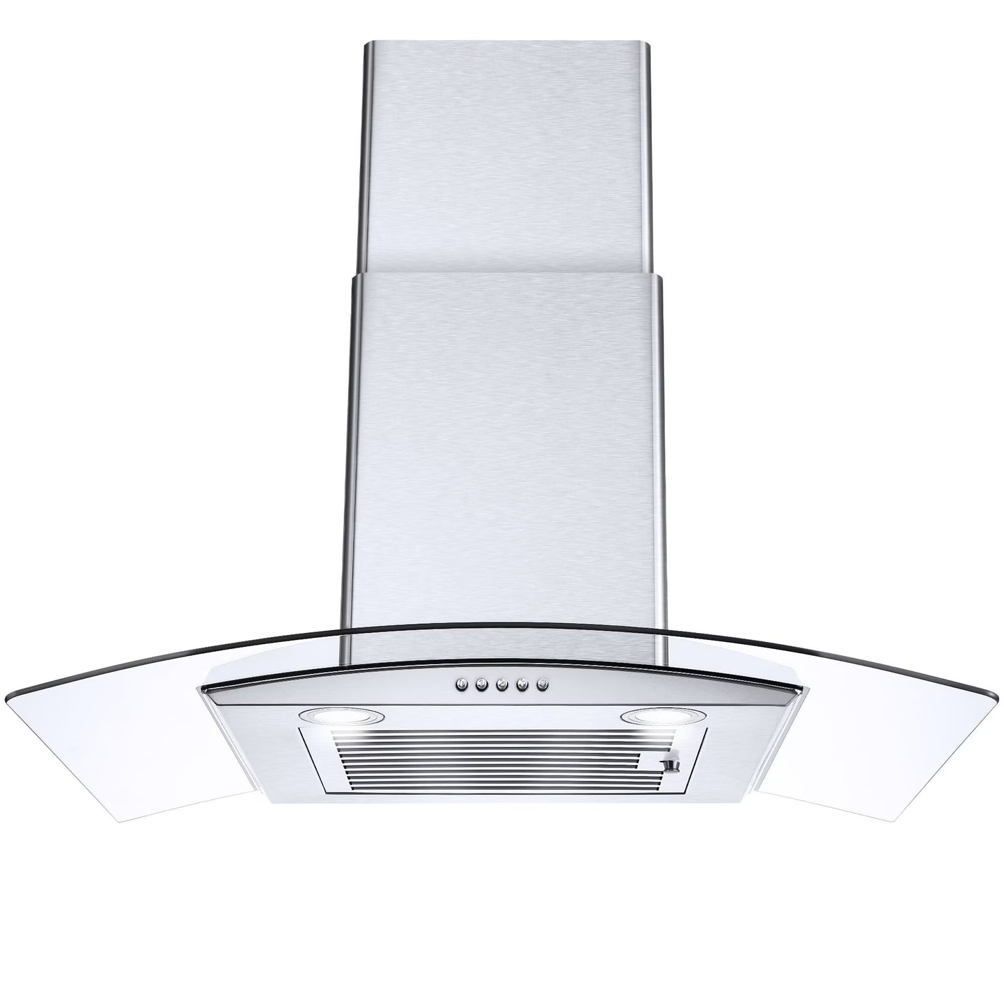 30 inch 450CFM Wall Mount Range Hood Tempered Glass 3-Speed Fan Button Control Baffle Filters