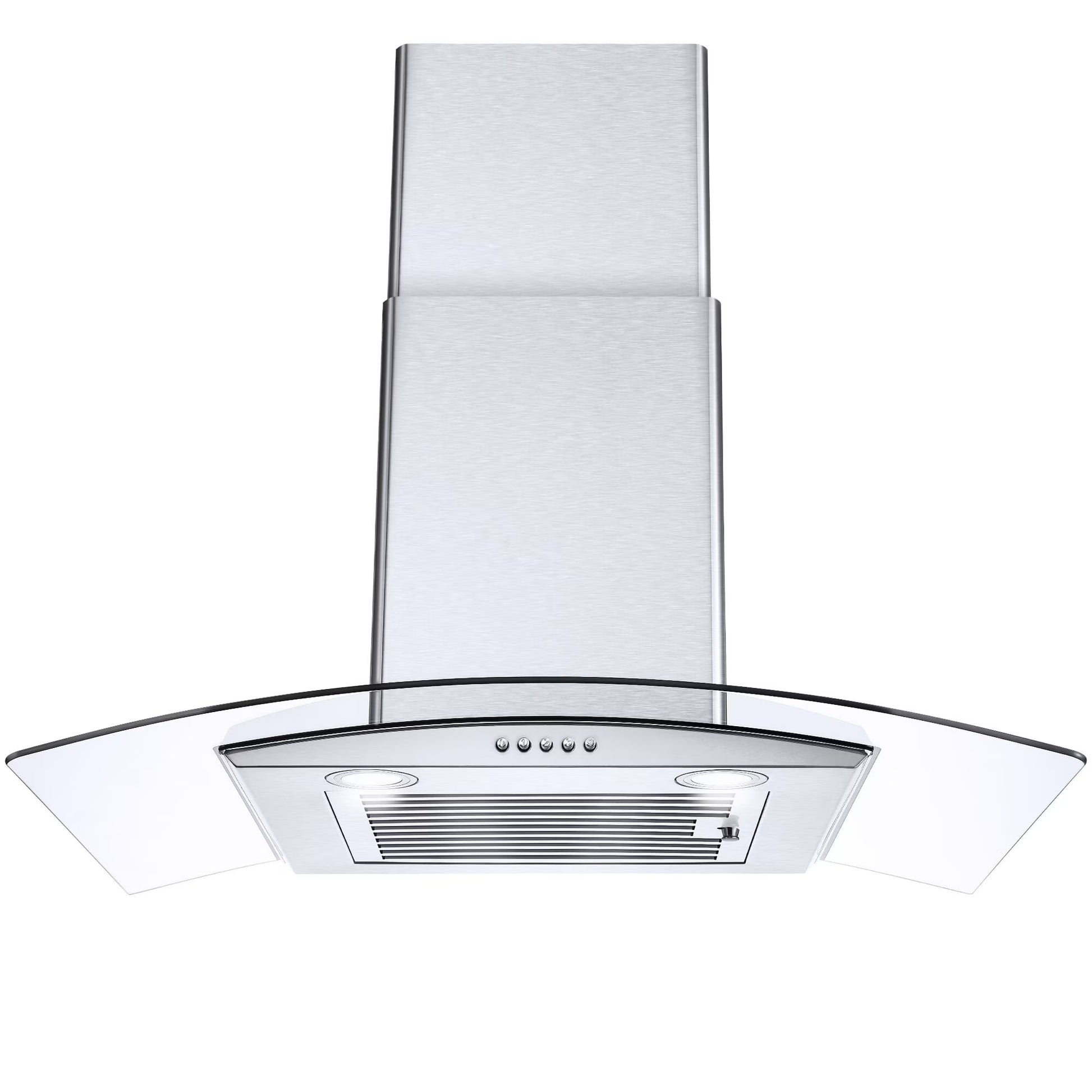 30 inch 450CFM Wall Mount Range Hood Tempered Glass 3-Speed Fan Button Control Baffle Filters