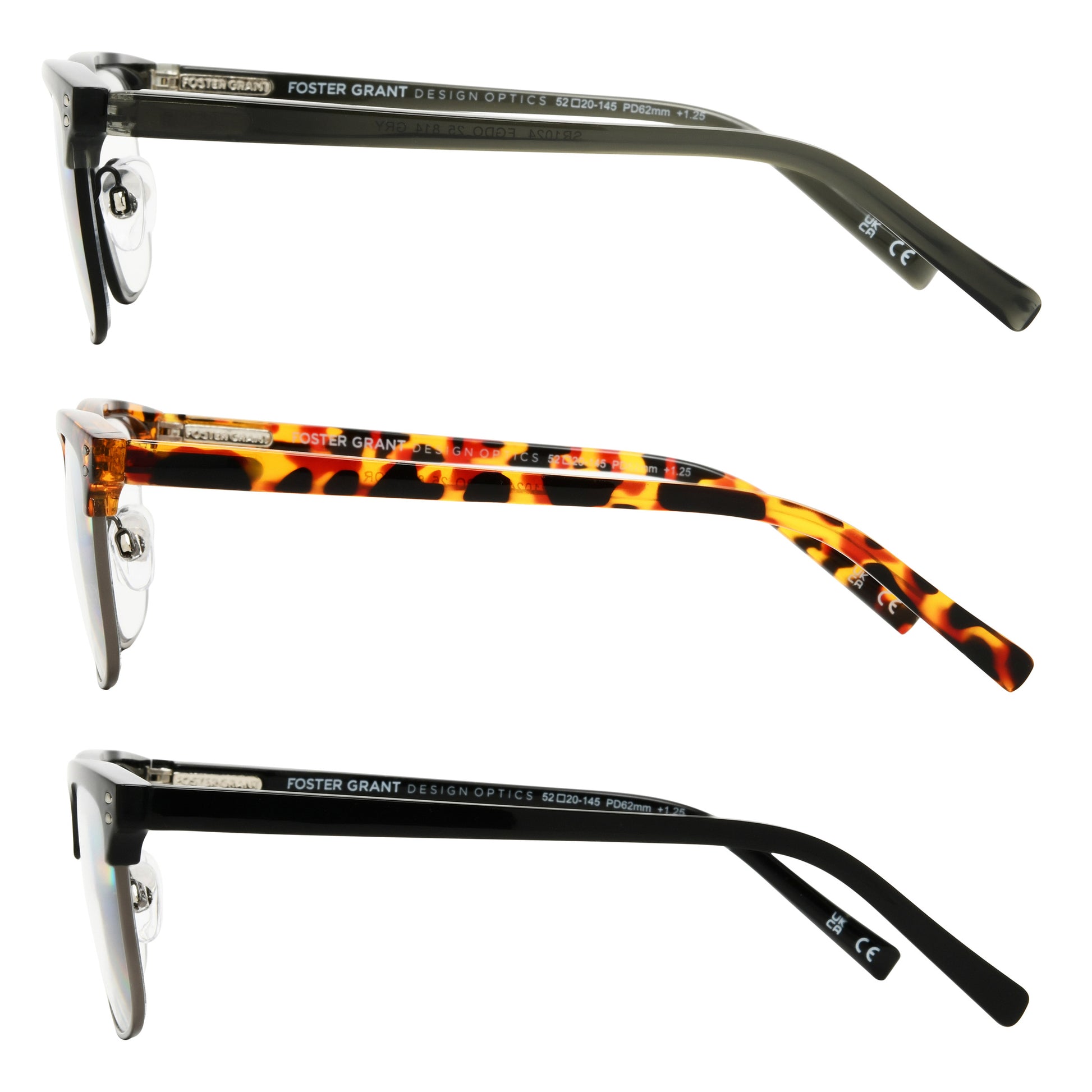 Design Optics by Foster Grant #814 Modern Club Reading Glasses, 3-pack