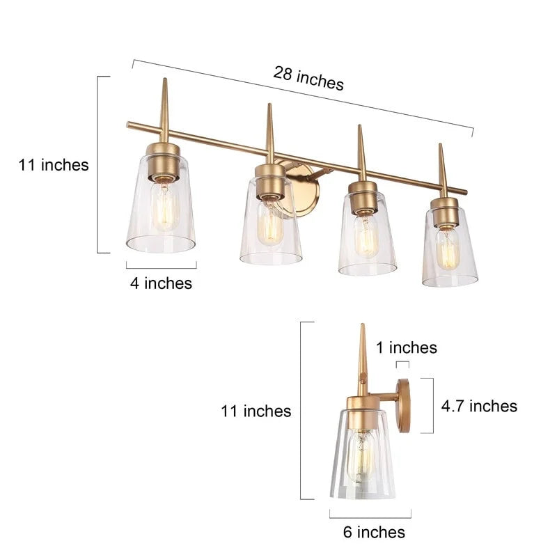 Modern 4/3/2-Light Farmhouse Linear Bathroom Vanity Lights Dimmable Wall Sconces with Clear Glass Shade L 20'' 3-light L20"x W6"x H 11.5" Painted 13