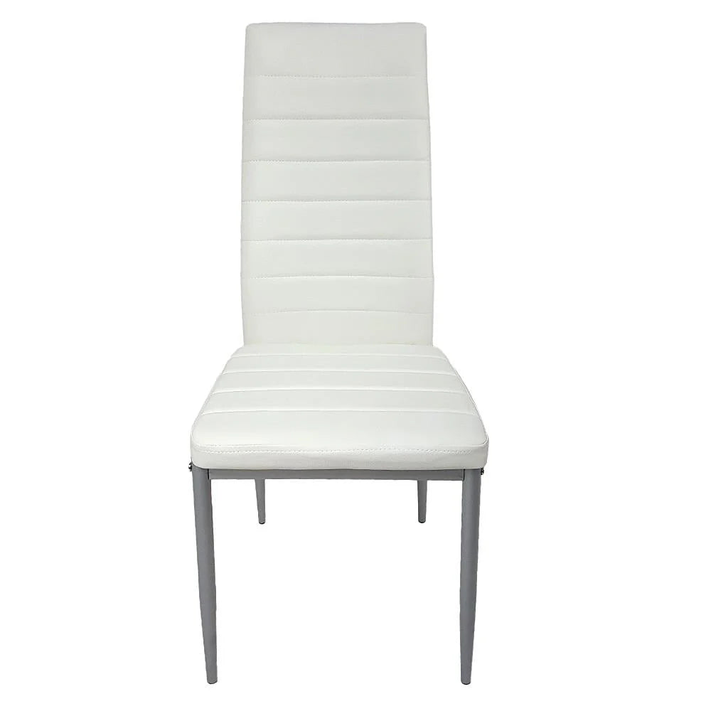 Ktaxon Dining Table set 5 Piece Dining Table Set Tempered Glass Top Dinette Sets with 4 PU Leather Chairs,Light White