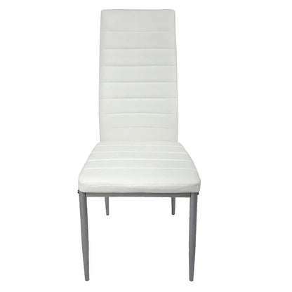 Ktaxon Dining Table set 5 Piece Dining Table Set Tempered Glass Top Dinette Sets with 4 PU Leather Chairs,Light White