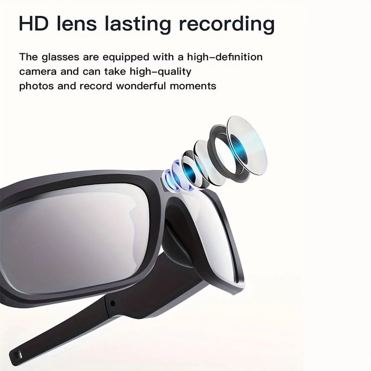 4K Camera Glasses - UHD Sports Action Cam with 64GB Card, 2-Hour Recording for Cycling, Motorcycle & Fishing, Hands-Free Body Camera (Black)