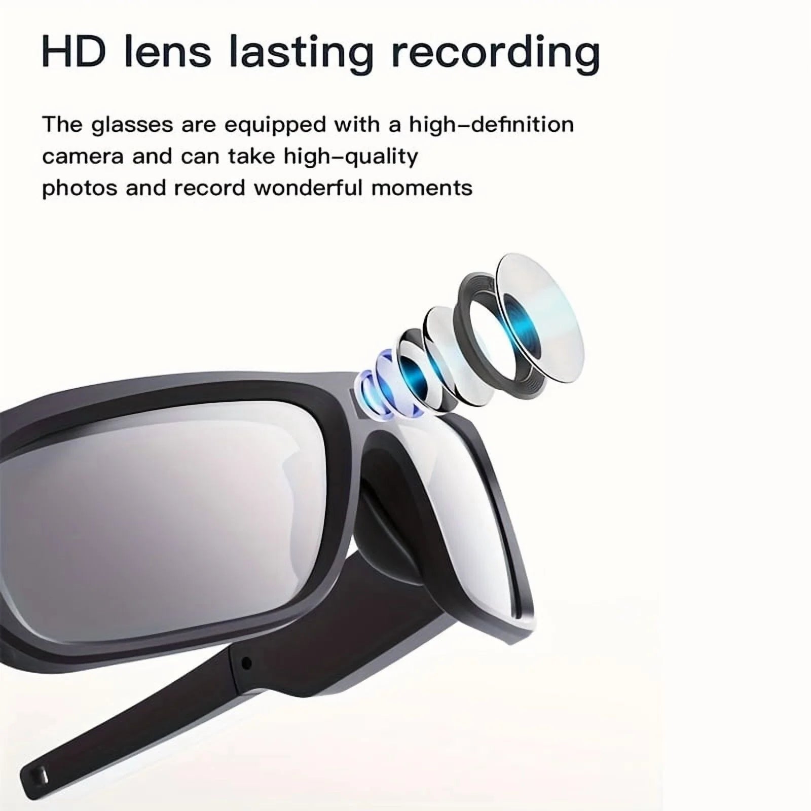4K Camera Glasses - UHD Sports Action Cam with 64GB Card, 2-Hour Recording for Cycling, Motorcycle & Fishing, Hands-Free Body Camera (Black)