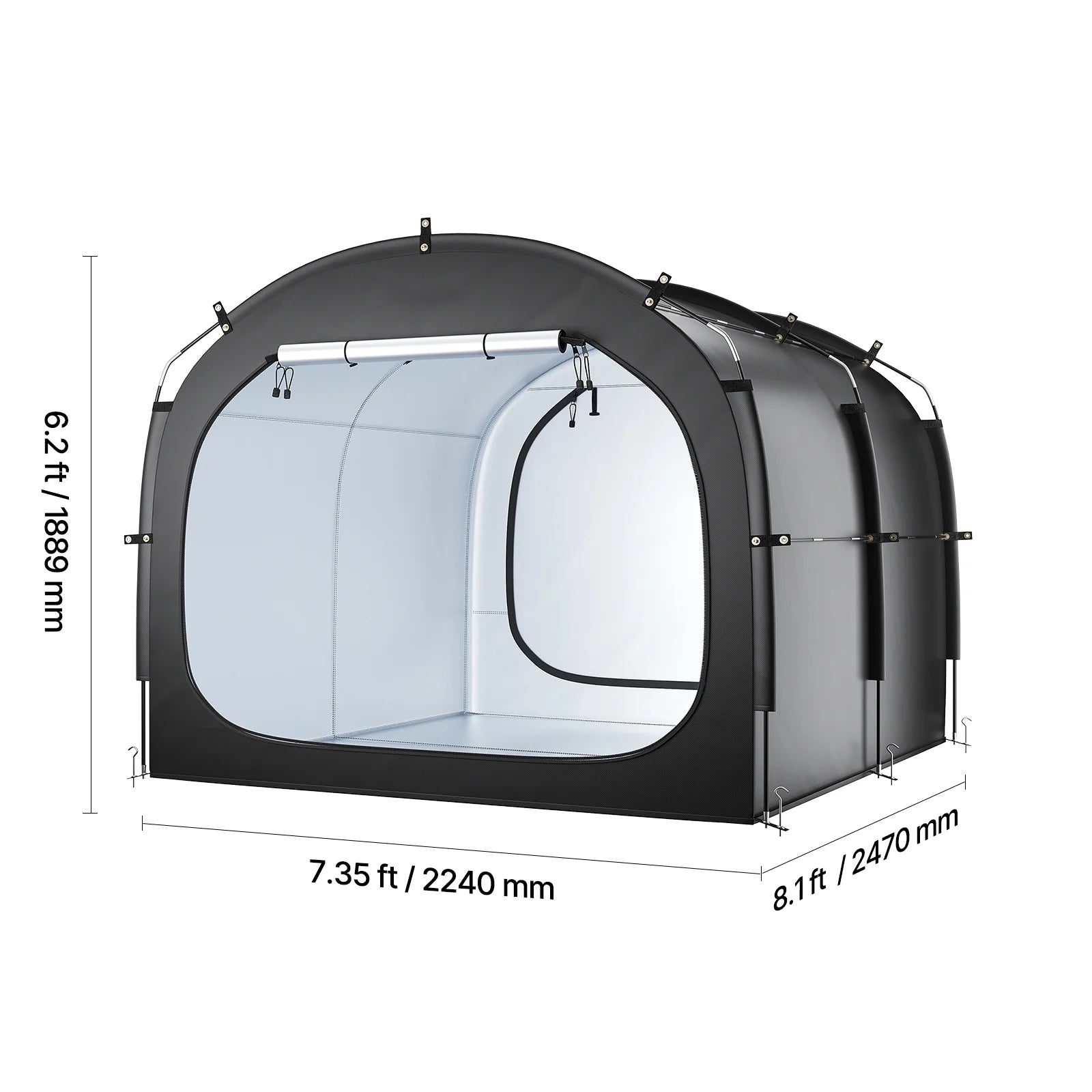 KFFKFF Bicycle Shelter, Accommodates 5 Bicycles, Roomy Outdoor Bicycle Shelter with Air Circulation Window, Water-Resistant Simple Setup Bicycle Shelter with Robust Fiberglass & Double Zippers