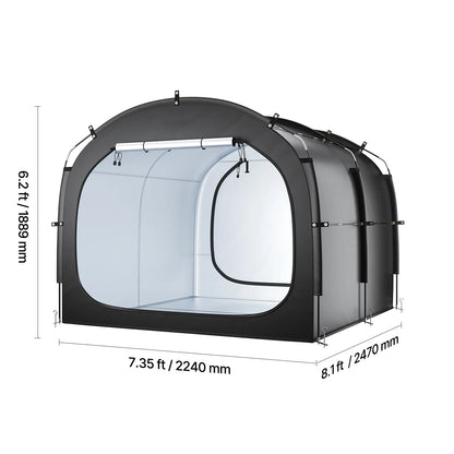 KFFKFF Bicycle Shelter, Accommodates 5 Bicycles, Roomy Outdoor Bicycle Shelter with Air Circulation Window, Water-Resistant Simple Setup Bicycle Shelter with Robust Fiberglass & Double Zippers