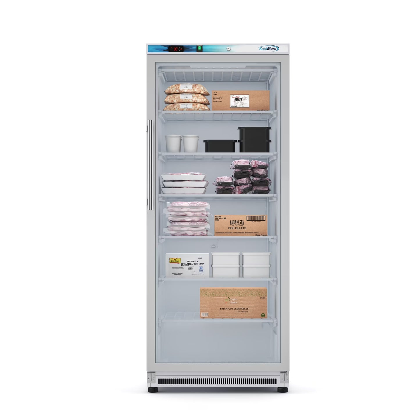12 Cu. ft. Commercial Freezer with Glass Door in Stainless Steel - Manual Defrost (KM-FMD12SGD)