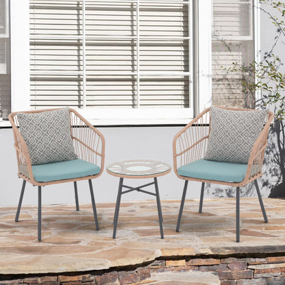 Patio Furniture Set, Betcozy3 Pieces Outdoor Chairs Set with Glass Coffee Table for Garden, Bistro, Porch, Balcony, Backyard
