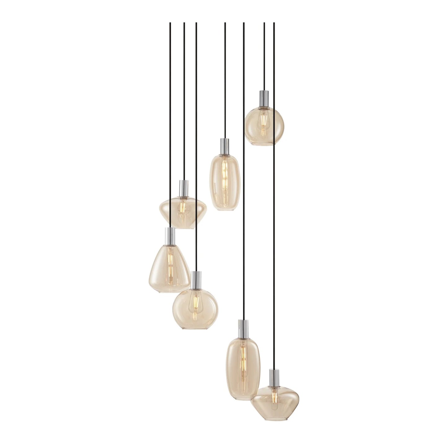 Possini Euro Design Myriad 23 3/4" Modern Pendant Chandelier Ceiling Light Fixture Dining Room Over Table 6-Light Chrome Finish Cognac Glass