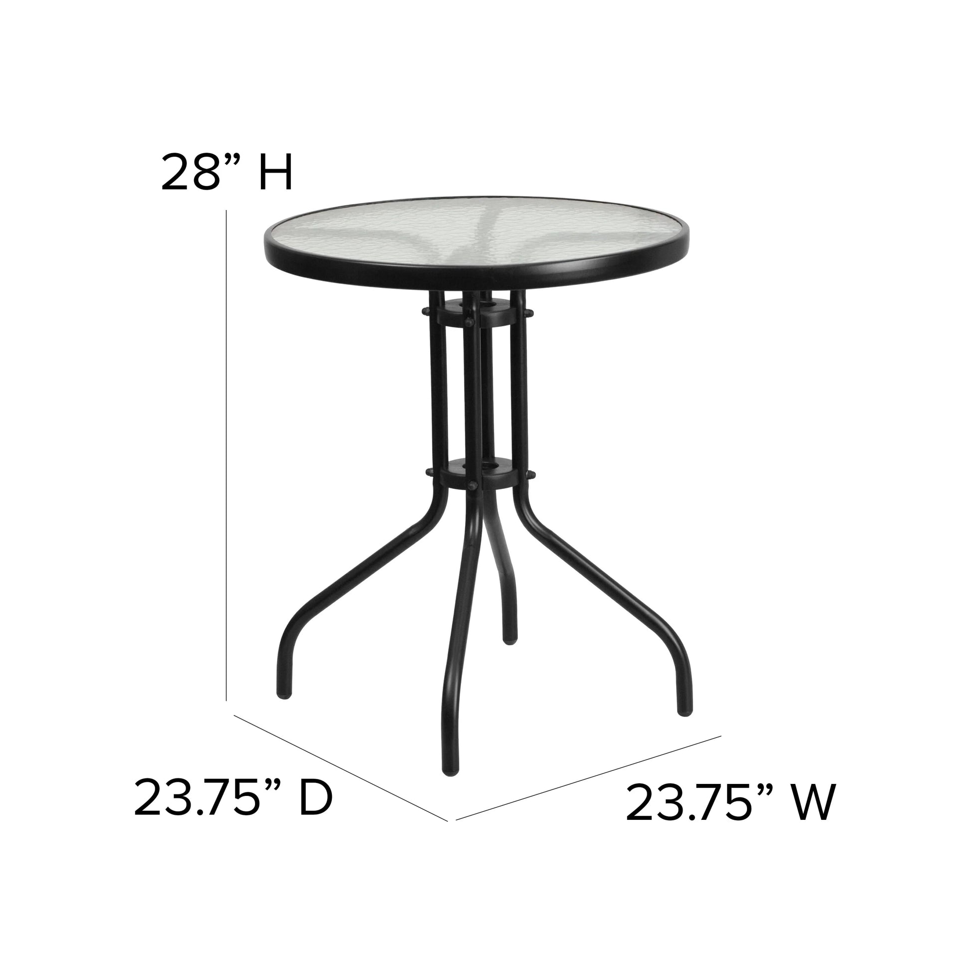 Emma + Oliver 23.75" Round Tempered Glass Metal Table