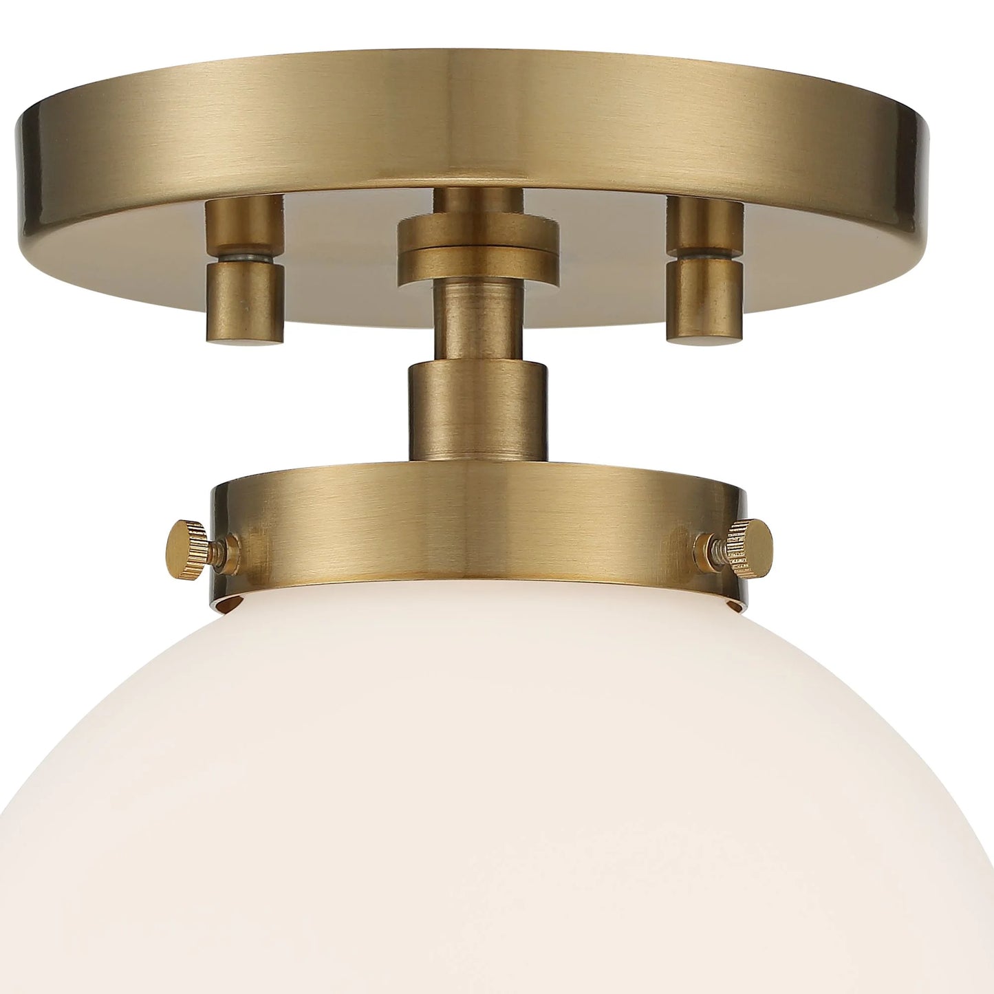 Possini Euro Design Jilly Modern Ceiling Light Semi Flush Mount Fixture 6 3/4" Wide Warm Antique Brass White Glass Globe Shade for Bedroom Living Room