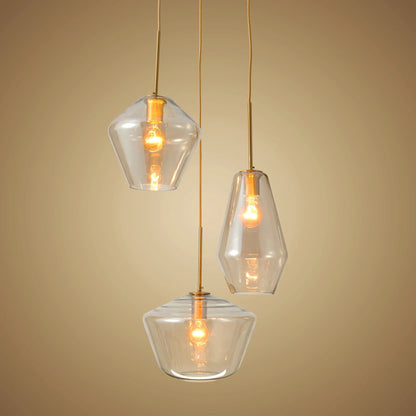 Pendant Lighting Glass Triple Hanging Pendant Light Fixture Glass,Vintage Hanging Ceiling Light Fixture, Fixture Glass Surrounded LED Lighting Fixture Kitchen, Island, Table Hallway Interior Lighting