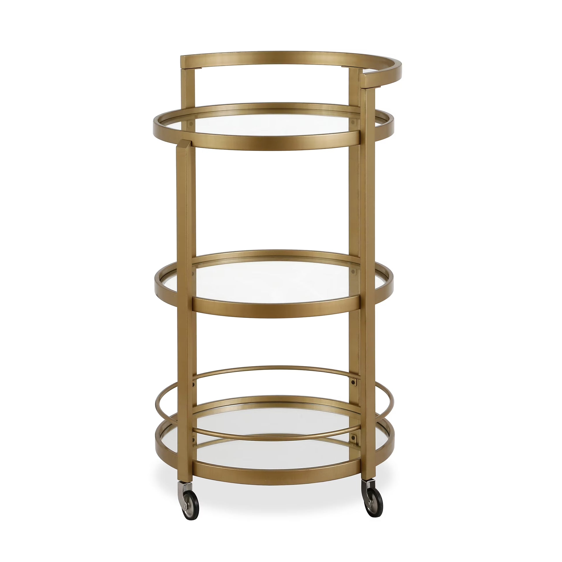 Evelyn& Zoe 21" Blackened Bronze Metal/Glass Bar Cart