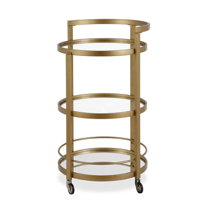 Evelyn& Zoe 21" Blackened Bronze Metal/Glass Bar Cart