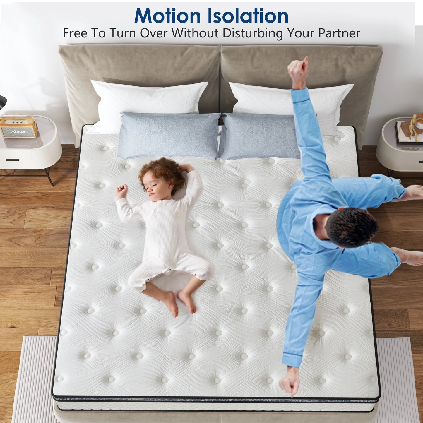 Soges Twin Size 10 Inch Hypoallergenic Hybrid Mattress, Breathable Medium Firm Mattress, Fiberglass Free Cooling Mattress, Individual Pocket Spring Mattress, Mattress in A Box, CertiPUR-US