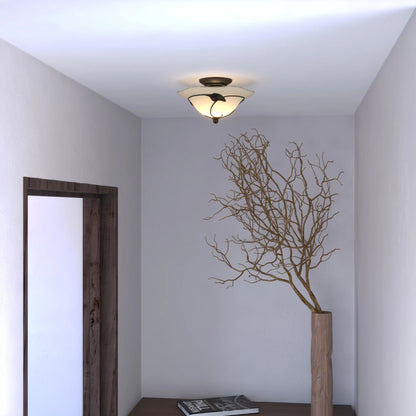 Vaxcel Vine 15-in W Black Rustic Semi Flush Mount Ceiling Light Amber Glass