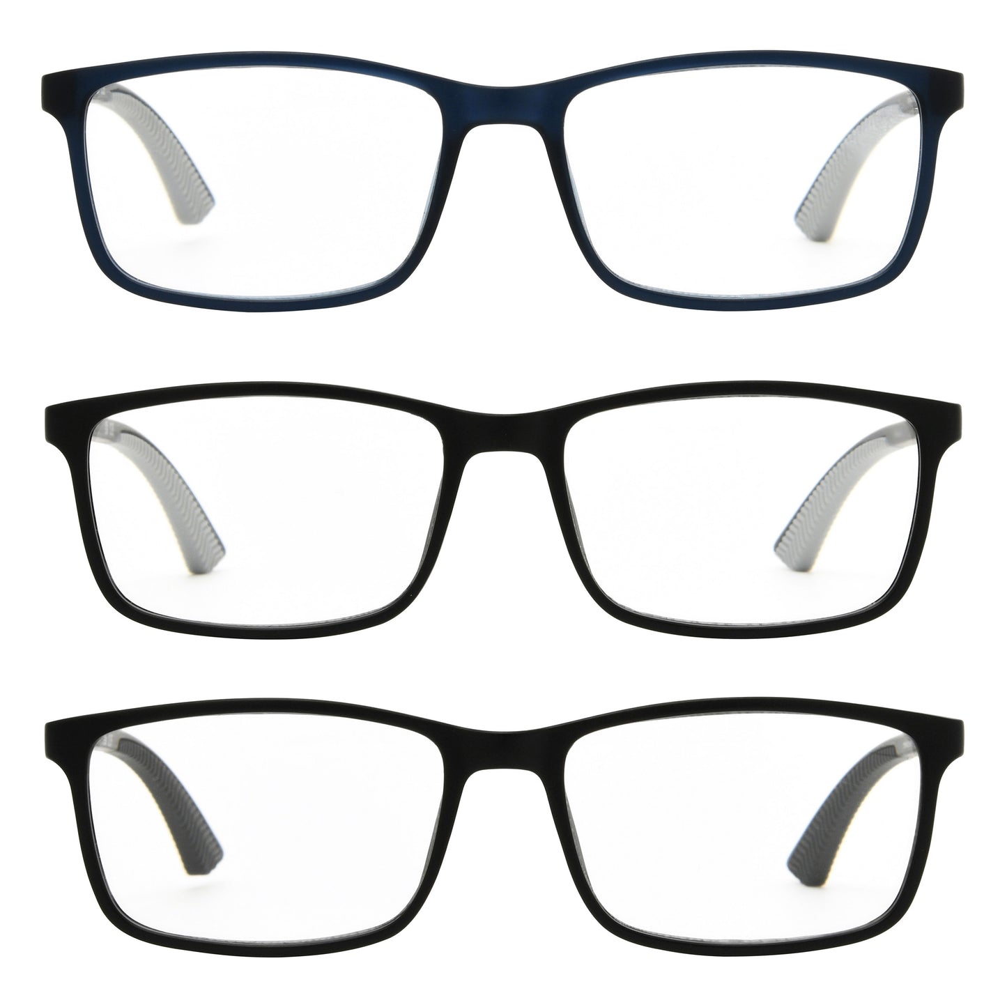Design Optics by Foster Grant #666 Classic Plastic Rectangle Reading Glasses, 3-pack