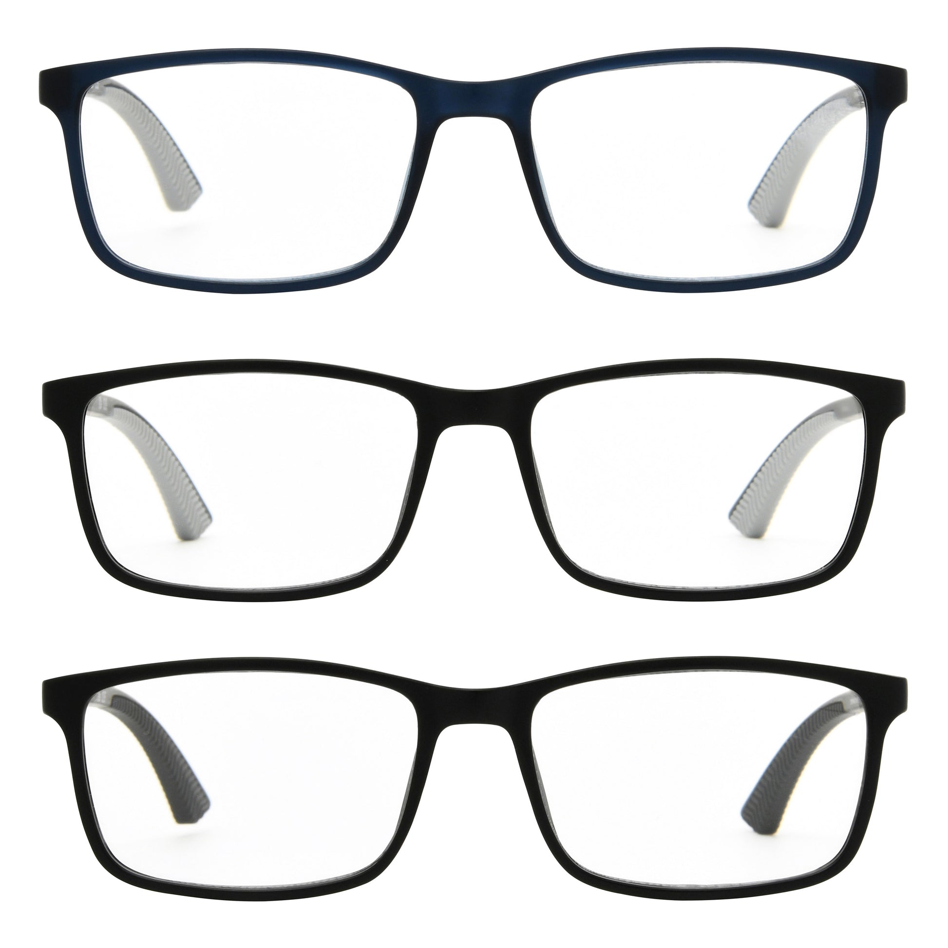 Design Optics by Foster Grant #666 Classic Plastic Rectangle Reading Glasses, 3-pack