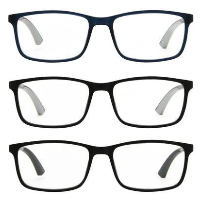 Design Optics by Foster Grant #666 Classic Plastic Rectangle Reading Glasses, 3-pack