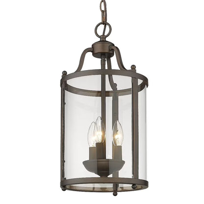 Payton 3-Light Pendant in Rubbed Bronze and Clear Glass