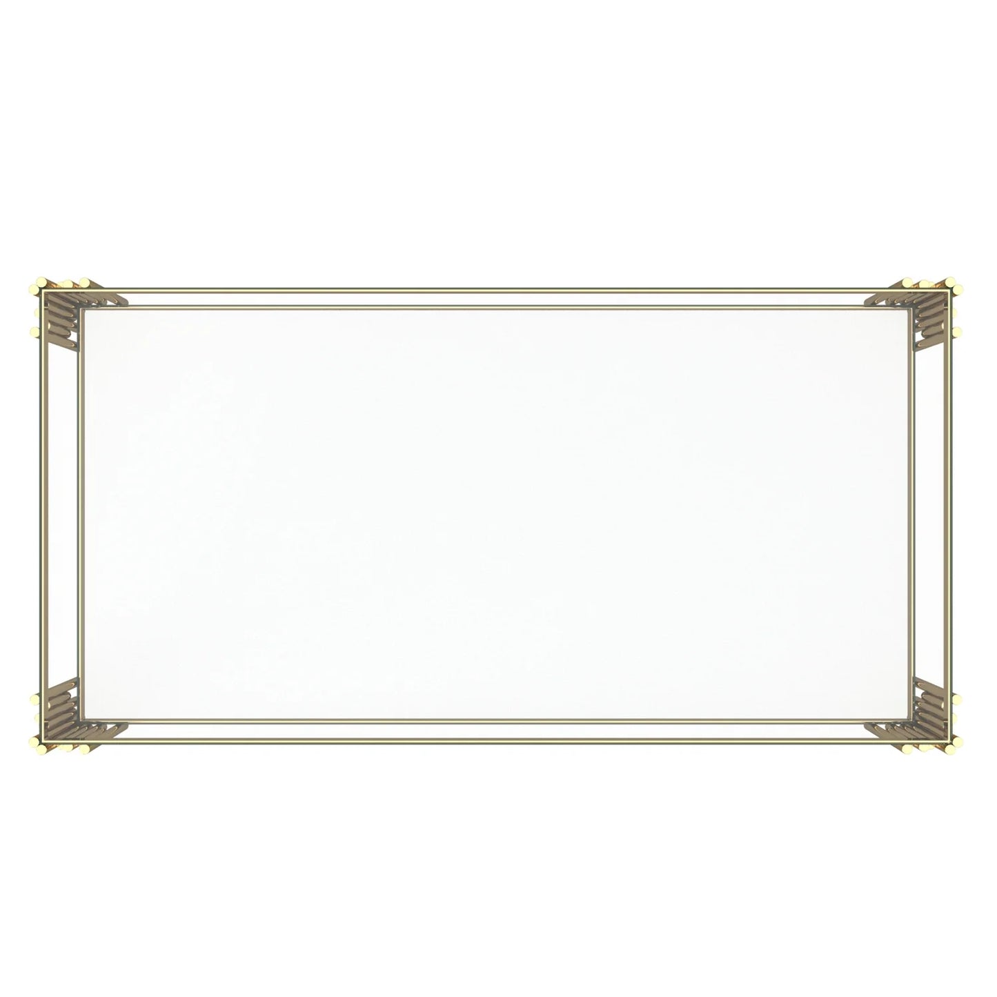 Estrel Glass Top Contemporary Metal Coffee Table with Lower Shelf in Gold