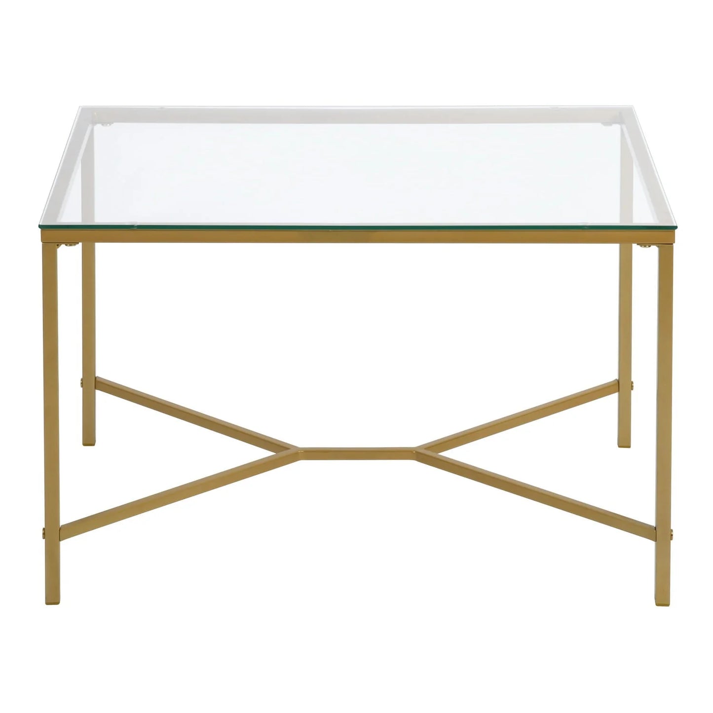 Homy Casa Glass Gold Coffee Table 2-Piece Table Set, Round Glass Nesting Table with Gold Frame for Living Room