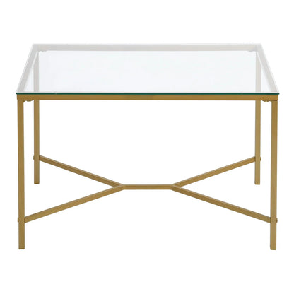 Homy Casa Glass Gold Coffee Table 2-Piece Table Set, Round Glass Nesting Table with Gold Frame for Living Room