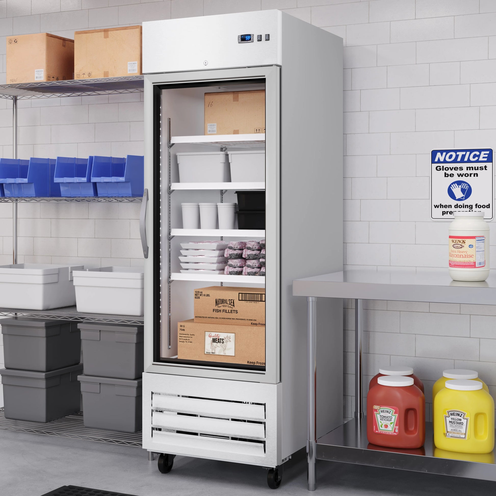 27 in. Commercial One Glass Door Convertible Reach-In Refrigerator/Freezer with 23 Cu. Ft. Capacity in Stainless Steel, ETL Listed (KM-RIC-1DGD)