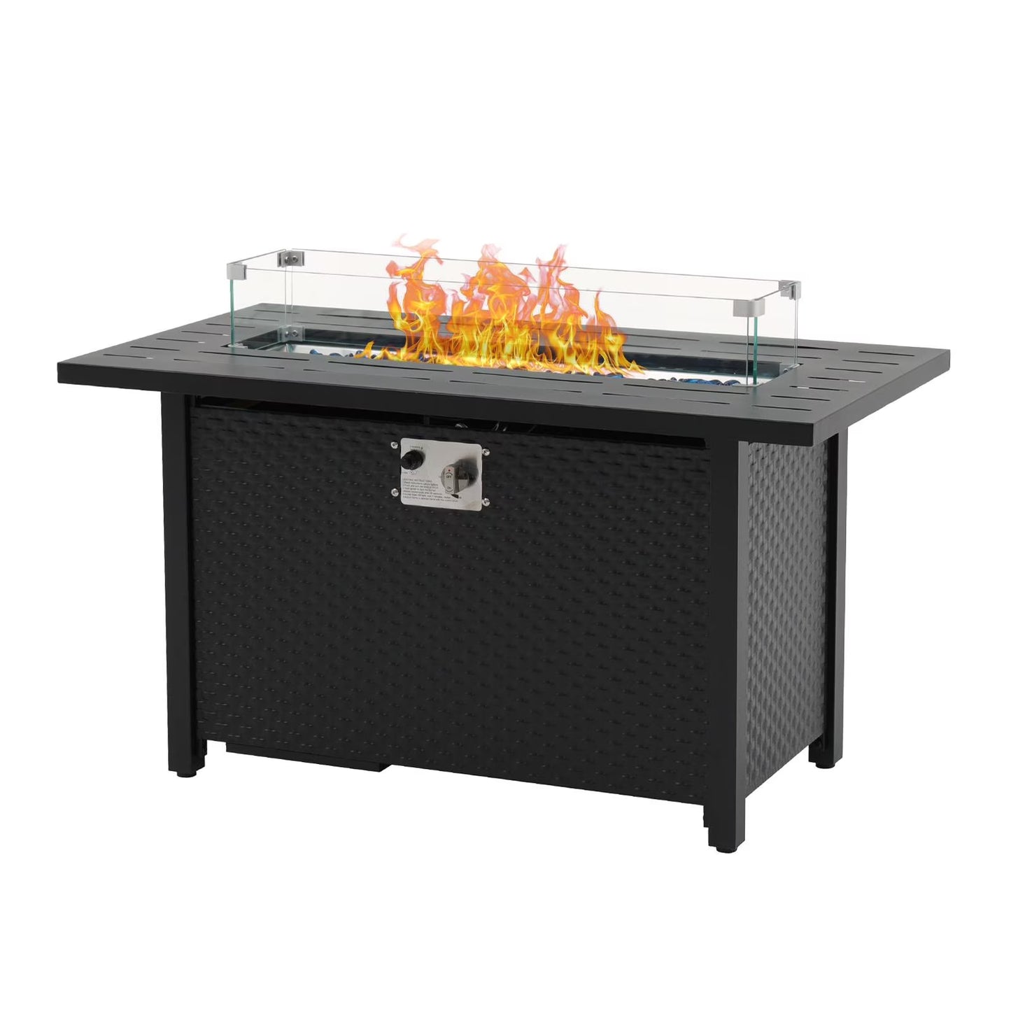 JOIVI 45° Propane Fire Pit, 50,000 BTU Gas Fire Pit Table with Glass Wind Guard and Waterproof Cover, Outdoor Heating Firepit Table for Patio, Yard, Balcony