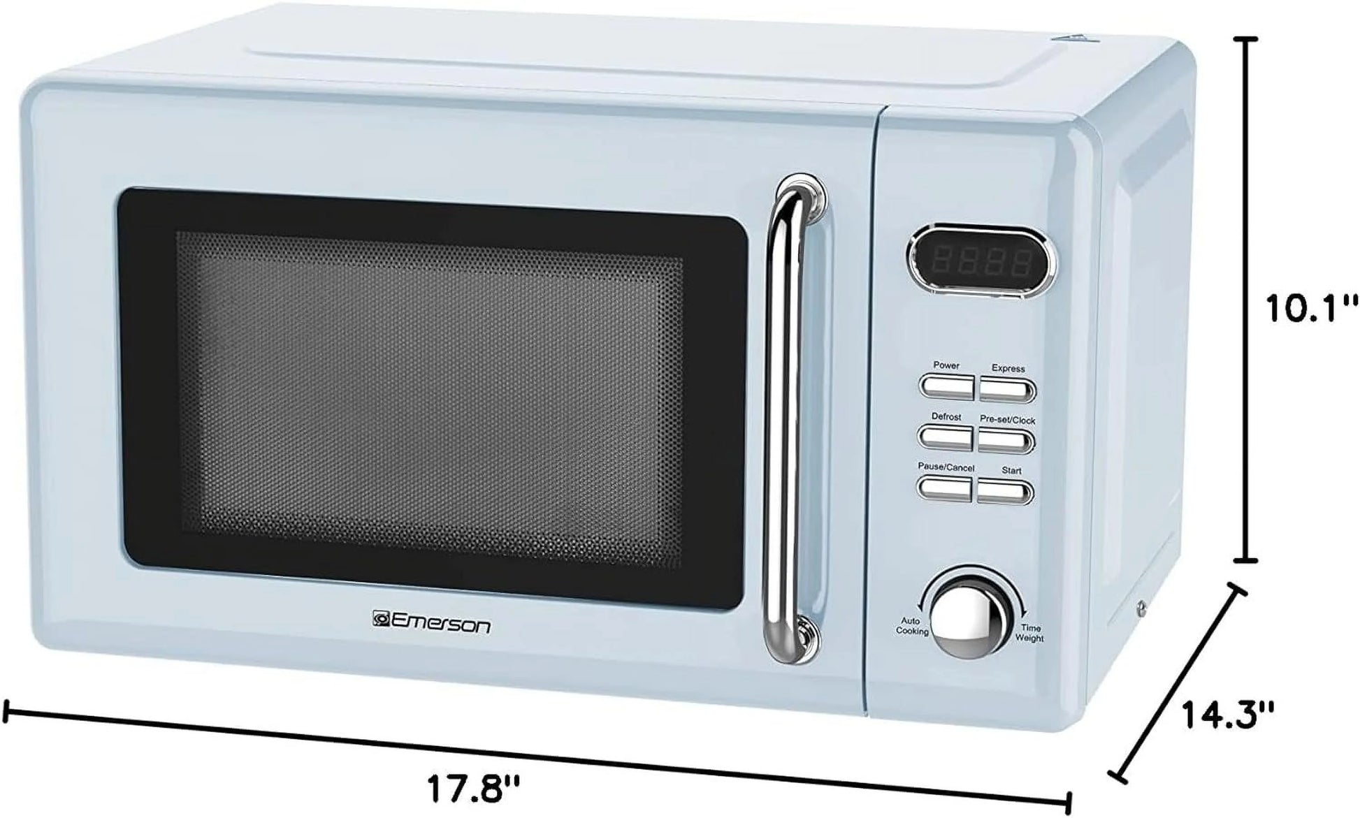 Countertop Microwave Oven with Push Button Control, LED Display, 700W 5 Power Levels, 8 Auto Menus, Glass Turntable and Child Safety Lock, 0.7-inchThunderbird Blue
