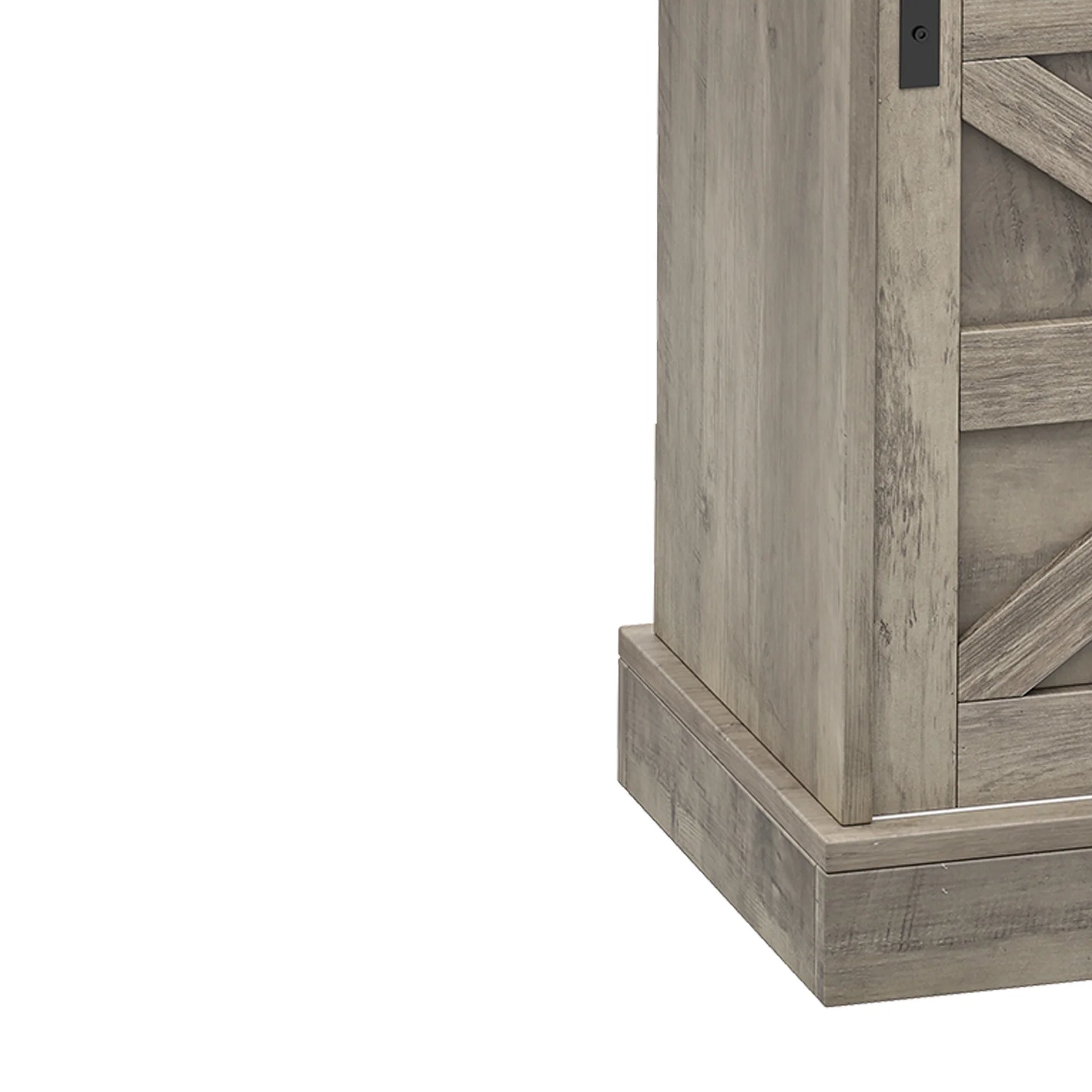 Uforic 52" Farmhouse Coffee Bar Cabinet, Barn Door, Wine Glass Rack, USB Ports & Hooks, Washed Gray