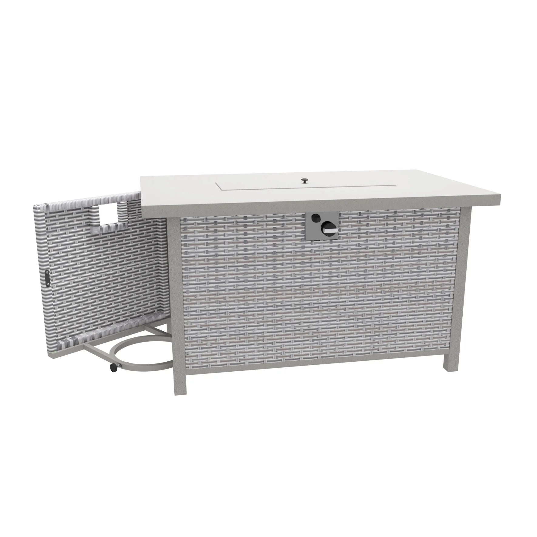 Wallowsun Outdoor Metal Fire Pit Table,40.5-inch Rectangle Red Brown Fire Pit Outdoor Companion,60000 BTU Auto-Ignition w Glass Wind Guard,Internal 20lb Propane Tank, Dust Cover