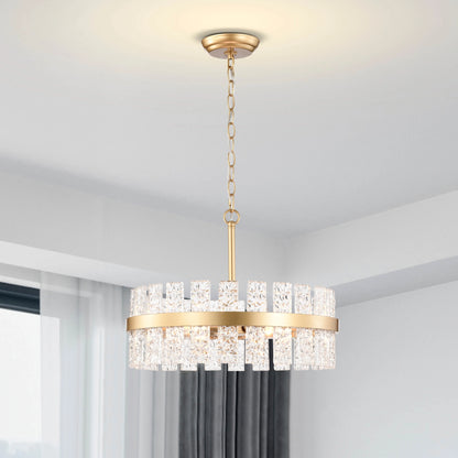 The Lighting Store Casandra 6-light Drum Glass Strip Chandelier Shiny Bronze Painted Gold, Brass, Painted