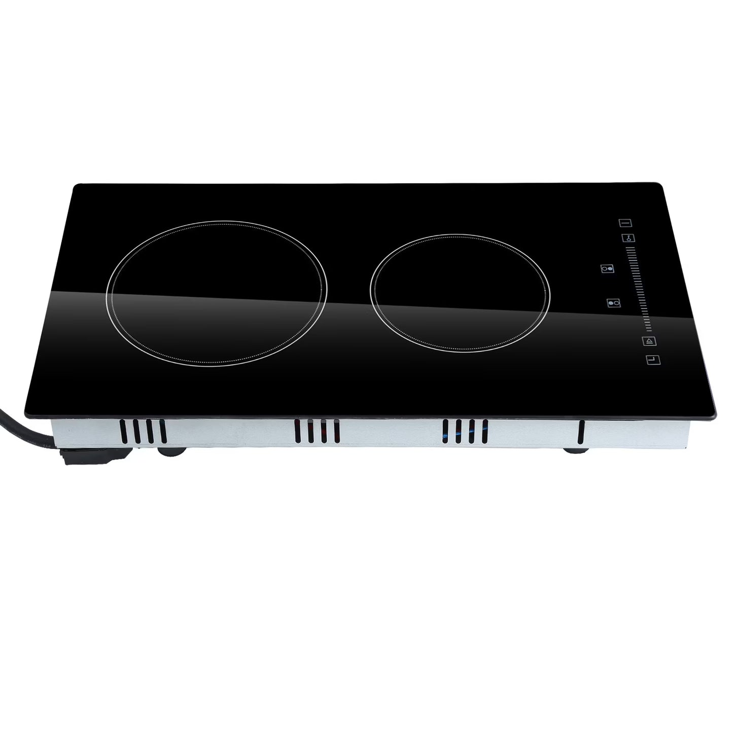 KFFKFF 2 Burner Electric Cooktop, 20 x 11.6 inches, 240V 3000W Glass Heat Plate with Touch-Sensitive Controls, Inbuilt Timer and Child Safety Feature, 9 Adjustable Heat Settings for Kitchen